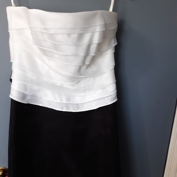 White House Black Market strapless dress black & white Size 4 - Picture 1 of 7